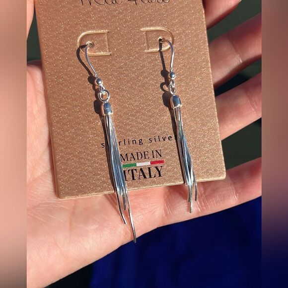 Italian Sterling Silver Tassel Drop Earrings - Picture 5 of 7